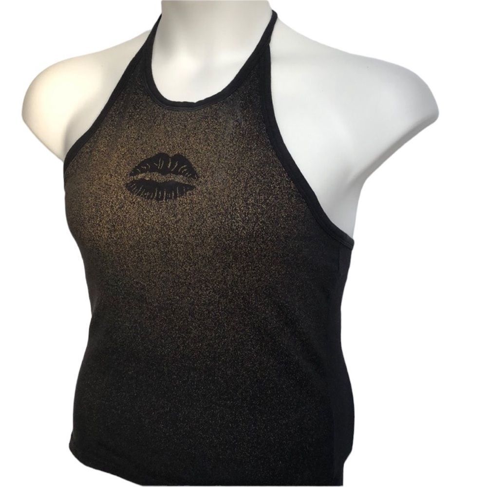 Gap black tie neck halter top size Medium